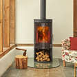 Opus Melody GLS wood burning stove with glass door and log store